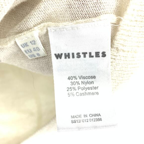 Whistles Sweater Women's Size 8 Button Back Long Sleeve Cream Thin Knit - Picture 7 of 7